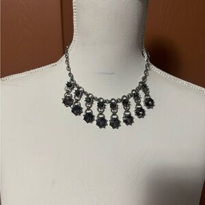 LOFT Silver and Black Statement Necklace